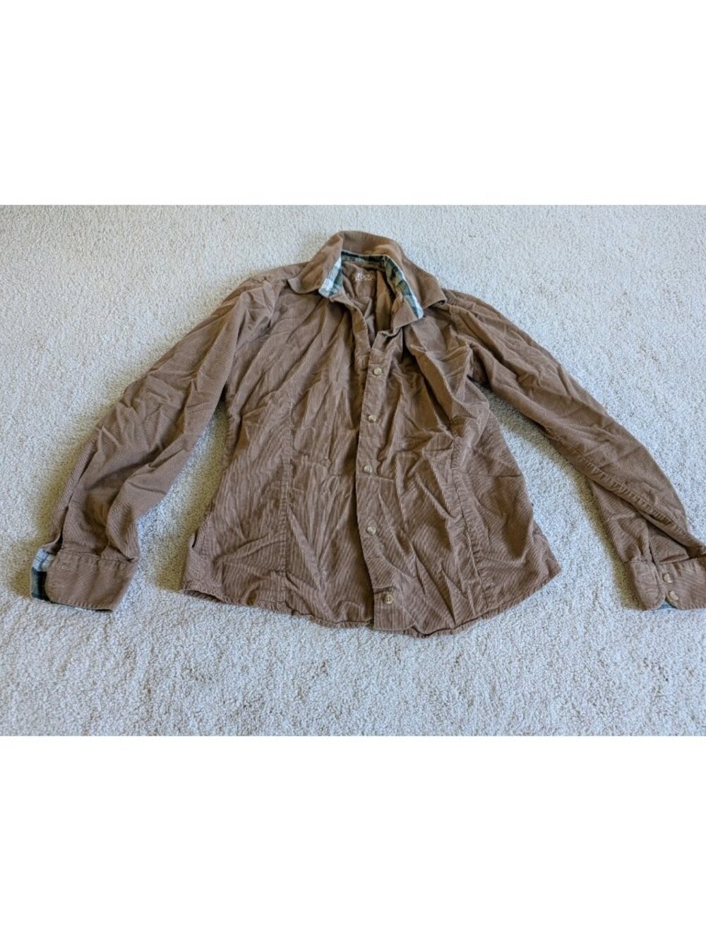 Women's Barbour Corduroy Tan Long Sleeve Button Down Shirt Small